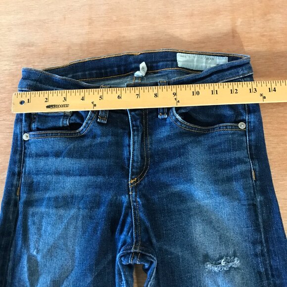Rag & Bone High Rise Skinny Jeans Women 27 Blue Distressed Dark Wash Stretch - Picture 9 of 13